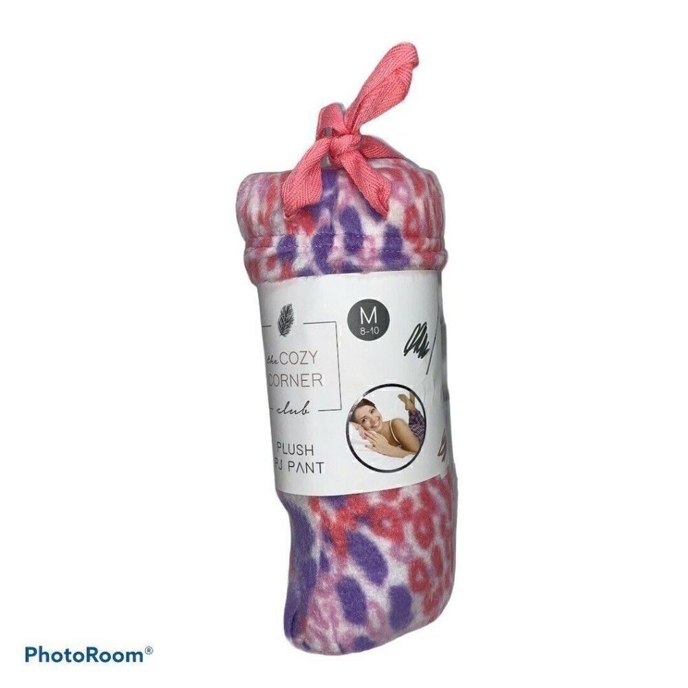 Cozy Corner Pink Leopard Fleece Pajama Pants Medium NWT